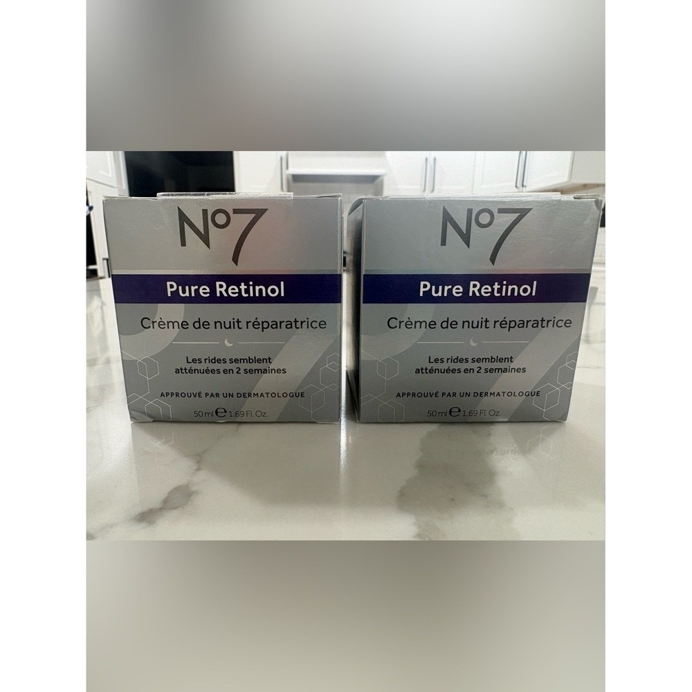 No7 Pure Retinol Night Repair Cream 50ml x2 New Sealed Anti Aging Skincare